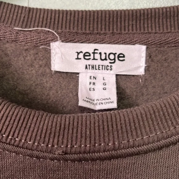Refuge Austin White Chenille Embroidered Fleece Charcoal Grey Sweatshirt - Picture 5 of 9
